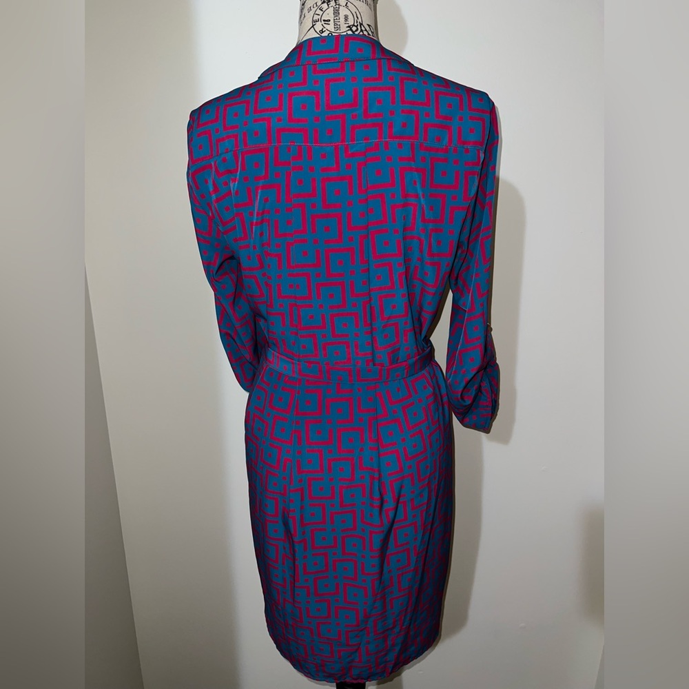 Britt Ryan 100% Silk Geometric Belt Wrap Dress/3/4 Sleeve/NWT/Size XS - Picture 7 of 12